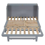 Letto a scomparsa Queen Murphy Bed con gamba dorata, letto a scomparsa formato Queen Size con ante in vetro smerigliato e cassetti finti