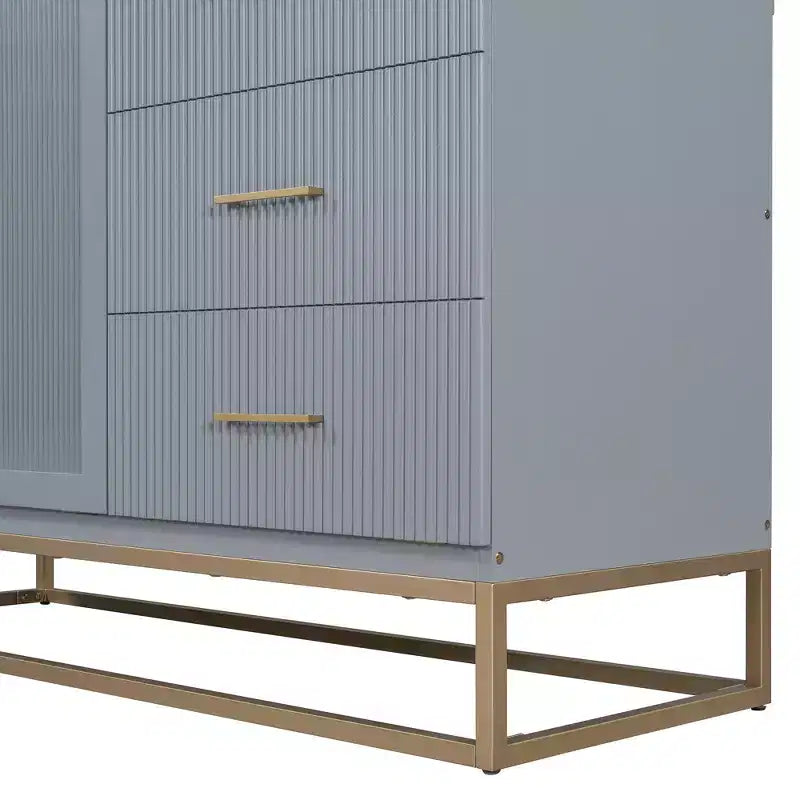 Letto a scomparsa Queen Murphy Bed con gamba dorata, letto a scomparsa formato Queen Size con ante in vetro smerigliato e cassetti finti