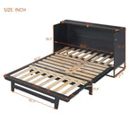 Letto a scomparsa Queen Murphy Bed con gamba dorata, letto a scomparsa formato Queen Size con ante in vetro smerigliato e cassetti finti