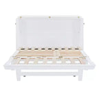 Letto a scomparsa Queen Murphy Bed con gamba dorata, letto a scomparsa formato Queen Size con ante in vetro smerigliato e cassetti finti