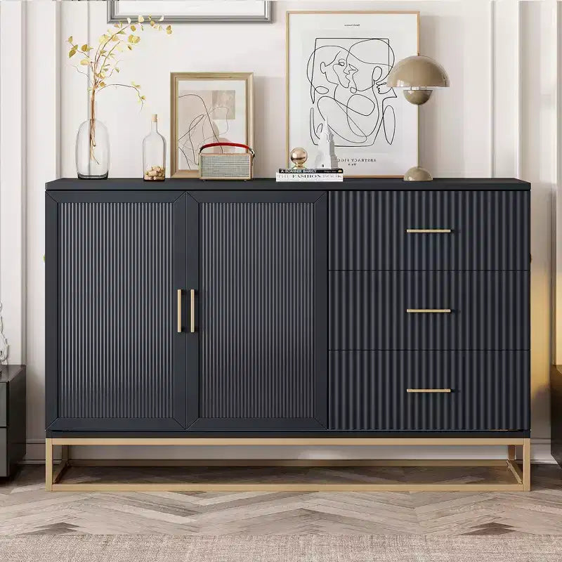 Queen Murphy Bed Wall Bed with Gold Leg, Queen Size Cabinet Bed Folding Wall Bed with Frosted Glass Doors Design and Fake Drawers