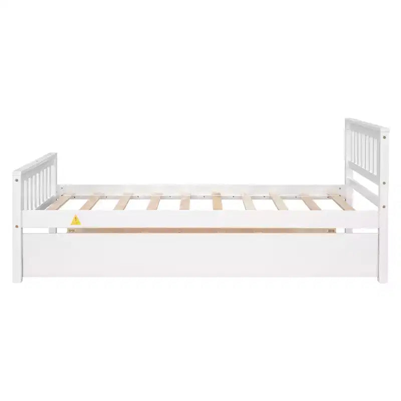 Letto singolo con letto estraibile, testiera e pediera – Legno massello di pino