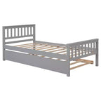 Letto singolo con letto estraibile, testiera e pediera – Legno massello di pino