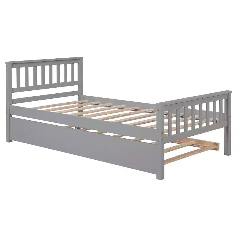 Letto singolo con letto estraibile, testiera e pediera – Legno massello di pino