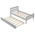Letto singolo con letto estraibile, testiera e pediera – Legno massello di pino