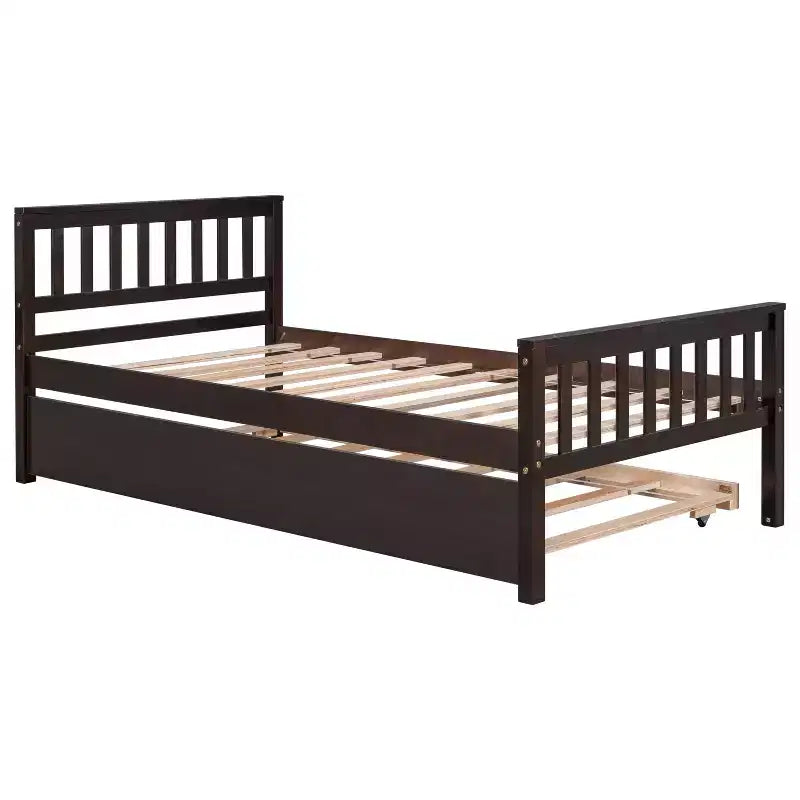 Letto singolo con letto estraibile, testiera e pediera – Legno massello di pino