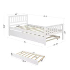 Letto singolo con letto estraibile, testiera e pediera – Legno massello di pino