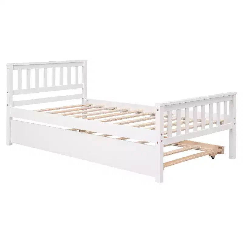 Letto singolo con letto estraibile, testiera e pediera – Legno massello di pino