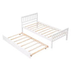 Letto singolo con letto estraibile, testiera e pediera – Legno massello di pino
