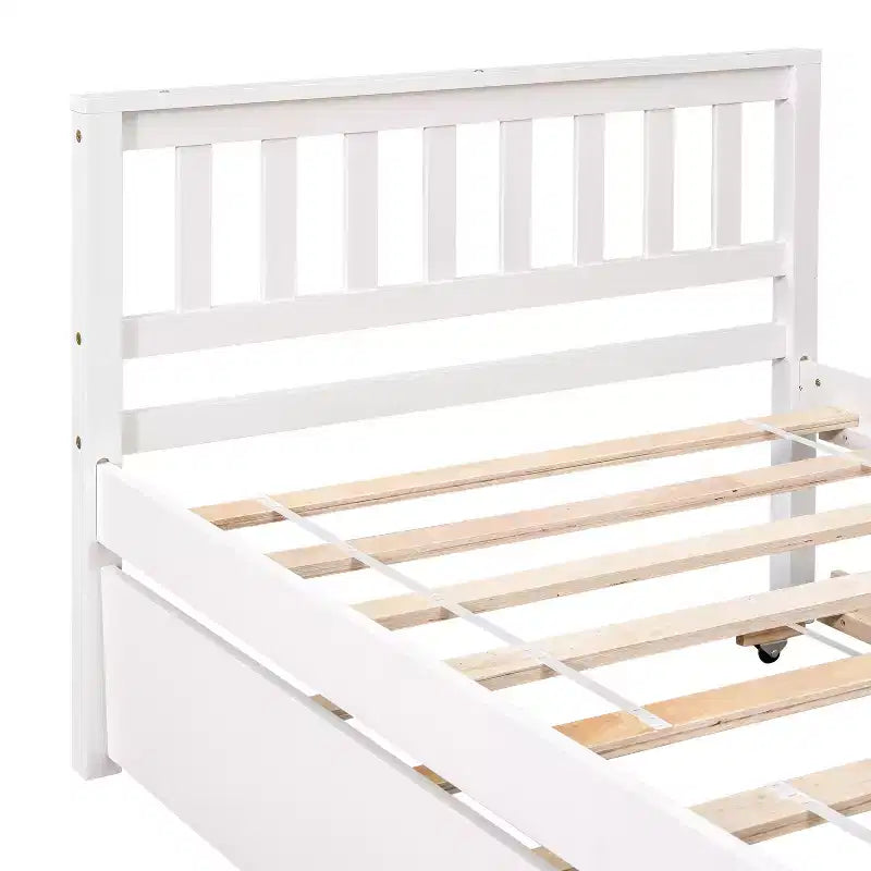 Letto singolo con letto estraibile, testiera e pediera – Legno massello di pino
