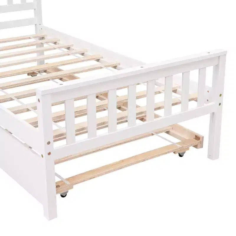 Letto singolo con letto estraibile, testiera e pediera – Legno massello di pino