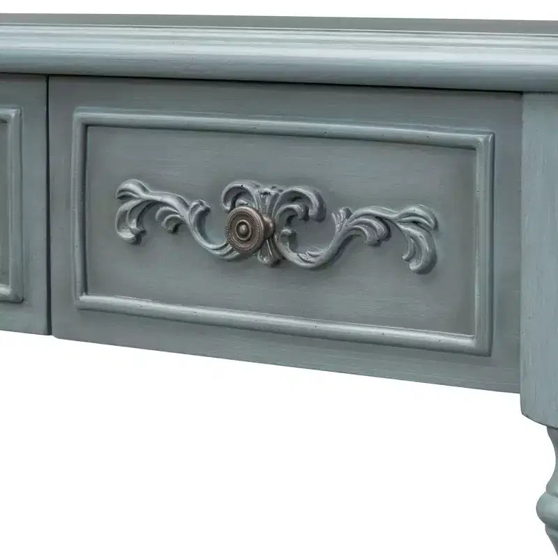 Consolle curvata retrò in legno, tavolo d'ingresso a mezzaluna con cassetti e ripiano per soggiorno, 132 cm