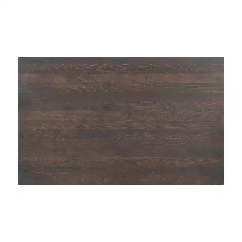 Piano tavolo commerciale in legno massello con base a X in ghisa resistente alla ruggine ad altezza bar