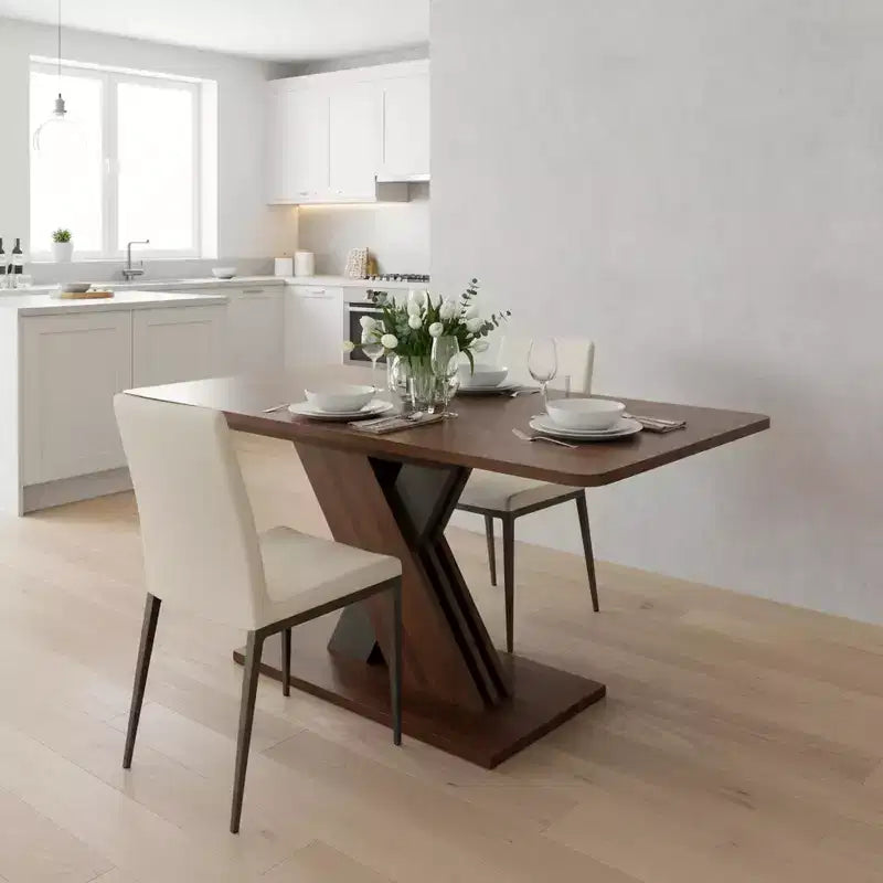 Tavolo da pranzo rettangolare allungabile con base a X - Finitura Noce