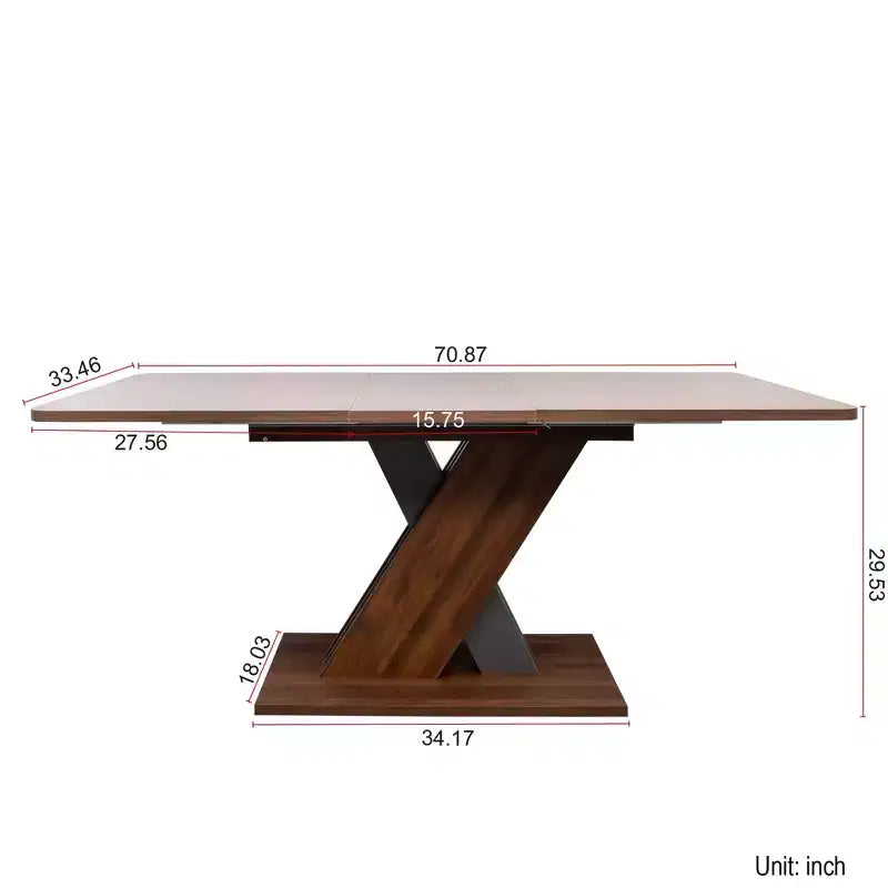 Tavolo da pranzo rettangolare allungabile con base a X - Finitura Noce