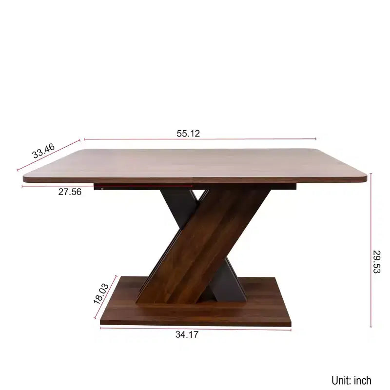 Tavolo da pranzo rettangolare allungabile con base a X - Finitura Noce