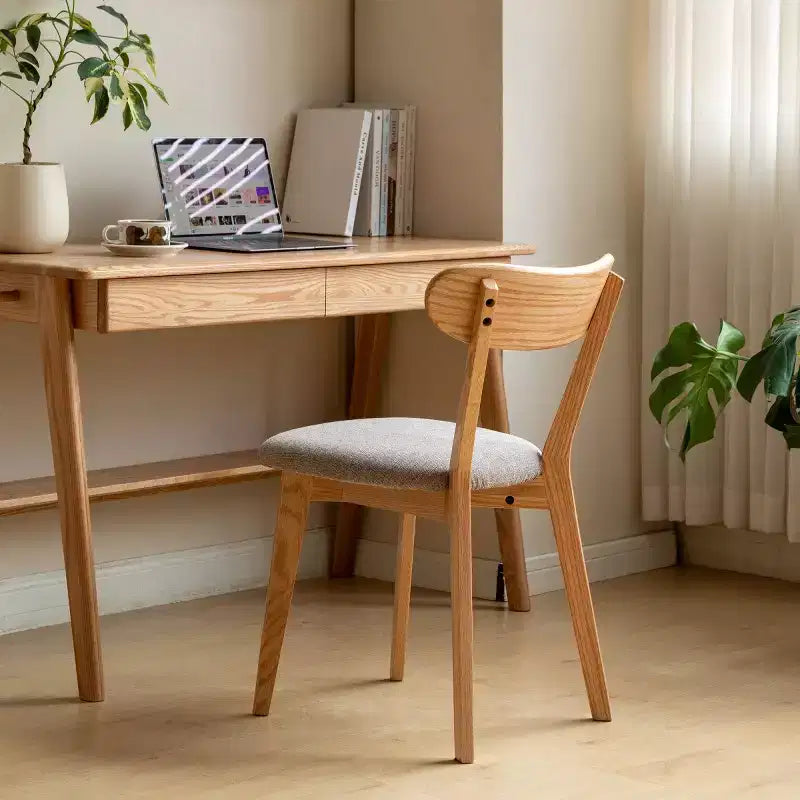 Sedie da pranzo moderne con seduta imbottita e gambe in legno massello – Sedia d'accento senza braccioli