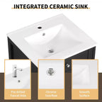 Mobile bagno nero da 20" con lavabo, anta con chiusura ammortizzata e ripiano regolabile