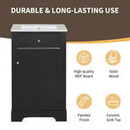 Mobile bagno nero da 20" con lavabo, anta con chiusura ammortizzata e ripiano regolabile