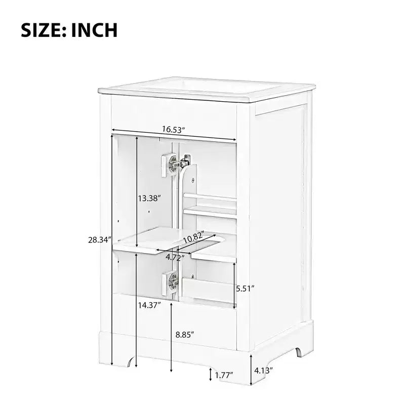 Mobile bagno nero da 20" con lavabo, anta con chiusura ammortizzata e ripiano regolabile