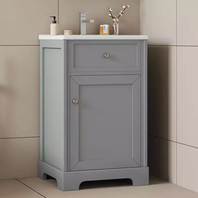 Mobile bagno nero da 20" con lavabo, anta con chiusura ammortizzata e ripiano regolabile