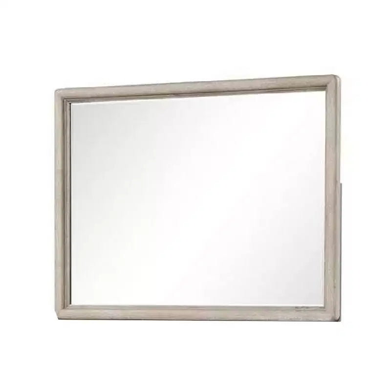 Specchiera per comò con vetro smussato – Legno massello di quercia marrone, 86x114 cm