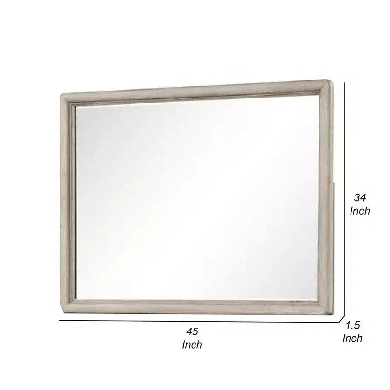 Specchiera per comò con vetro smussato – Legno massello di quercia marrone, 86x114 cm
