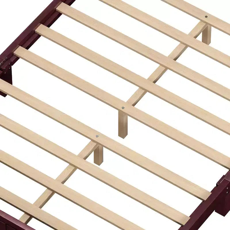Struttura Letto a Piattaforma Matrimoniale/Queen in Legno Vintage con Testiera – Non Richiede Rete a Doghe