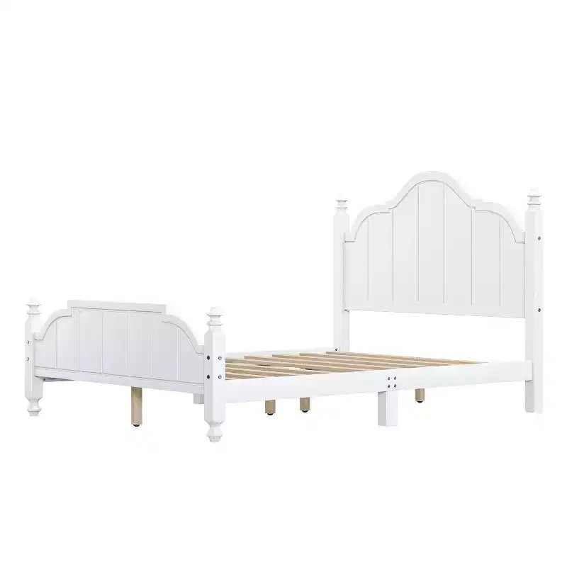 Struttura Letto a Piattaforma Matrimoniale/Queen in Legno Vintage con Testiera – Non Richiede Rete a Doghe