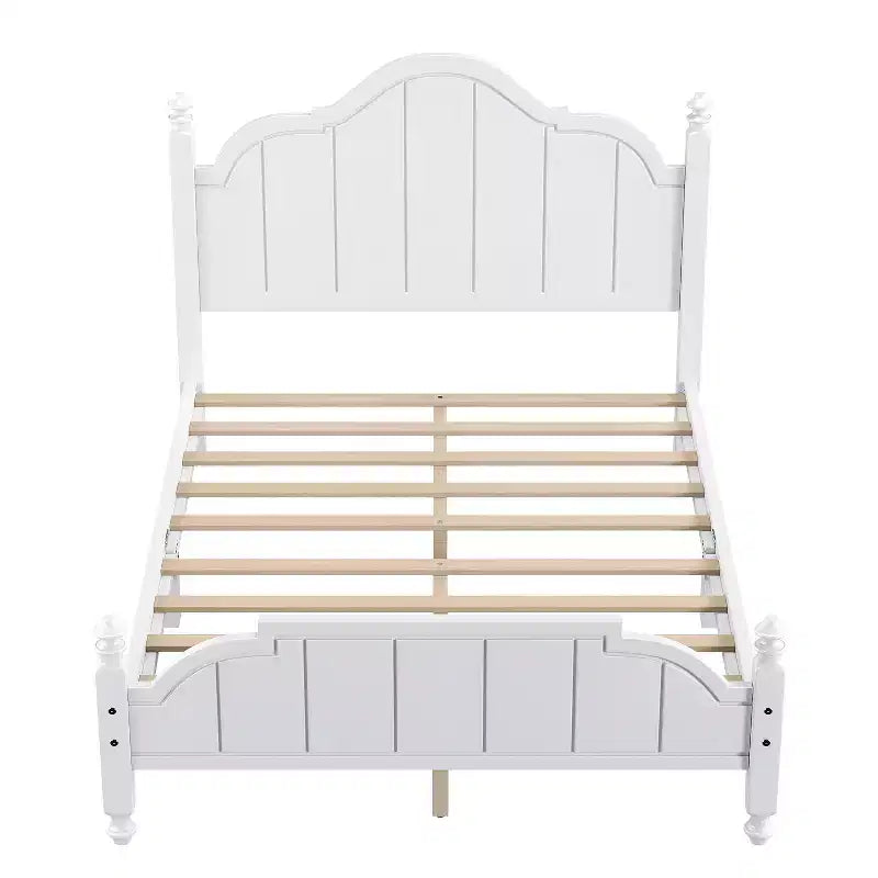 Struttura Letto a Piattaforma Matrimoniale/Queen in Legno Vintage con Testiera – Non Richiede Rete a Doghe