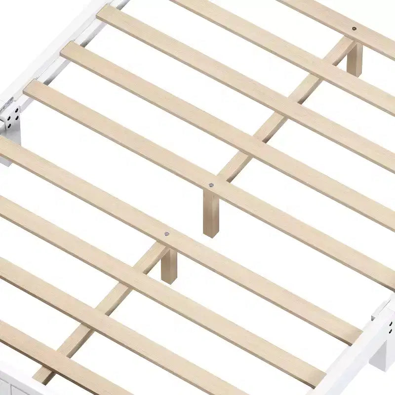 Struttura Letto a Piattaforma Matrimoniale/Queen in Legno Vintage con Testiera – Non Richiede Rete a Doghe
