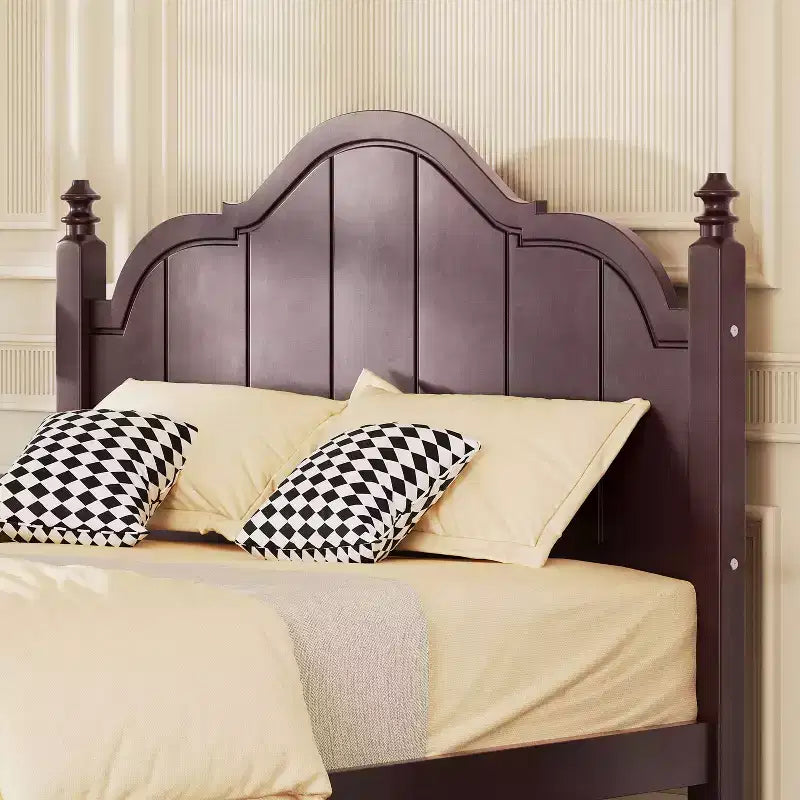 Struttura Letto a Piattaforma Matrimoniale/Queen in Legno Vintage con Testiera – Non Richiede Rete a Doghe