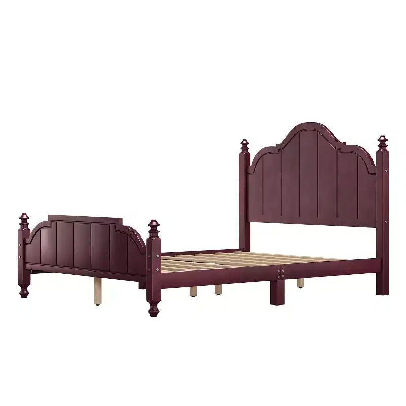 Struttura Letto a Piattaforma Matrimoniale/Queen in Legno Vintage con Testiera – Non Richiede Rete a Doghe
