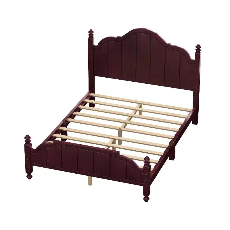 Struttura Letto a Piattaforma Matrimoniale/Queen in Legno Vintage con Testiera – Non Richiede Rete a Doghe