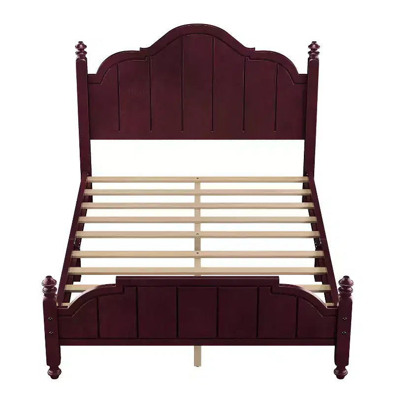 Struttura Letto a Piattaforma Matrimoniale/Queen in Legno Vintage con Testiera – Non Richiede Rete a Doghe