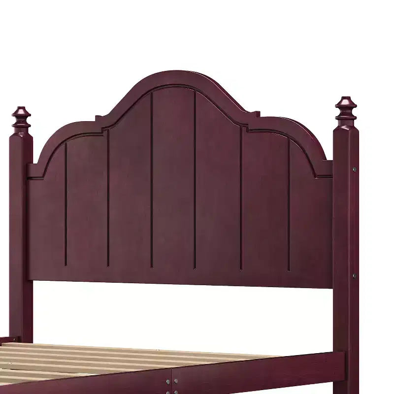 Struttura Letto a Piattaforma Matrimoniale/Queen in Legno Vintage con Testiera – Non Richiede Rete a Doghe