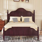Full/Queen Size Bed Frame with Headboard, Vintage Wooden Platform Bed, No Box Spring Needed - ModernLuxe