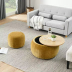 Pouf/Tavolino Contenitore Rotondo da 63,5 cm con Coperchio Rimovibile