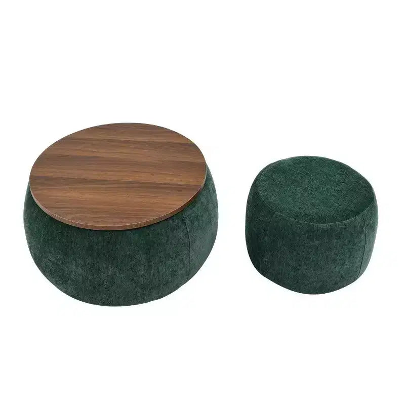 Pouf/Tavolino Contenitore Rotondo da 63,5 cm con Coperchio Rimovibile