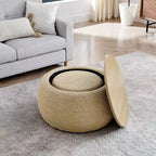 Pouf/Tavolino Contenitore Rotondo da 63,5 cm con Coperchio Rimovibile