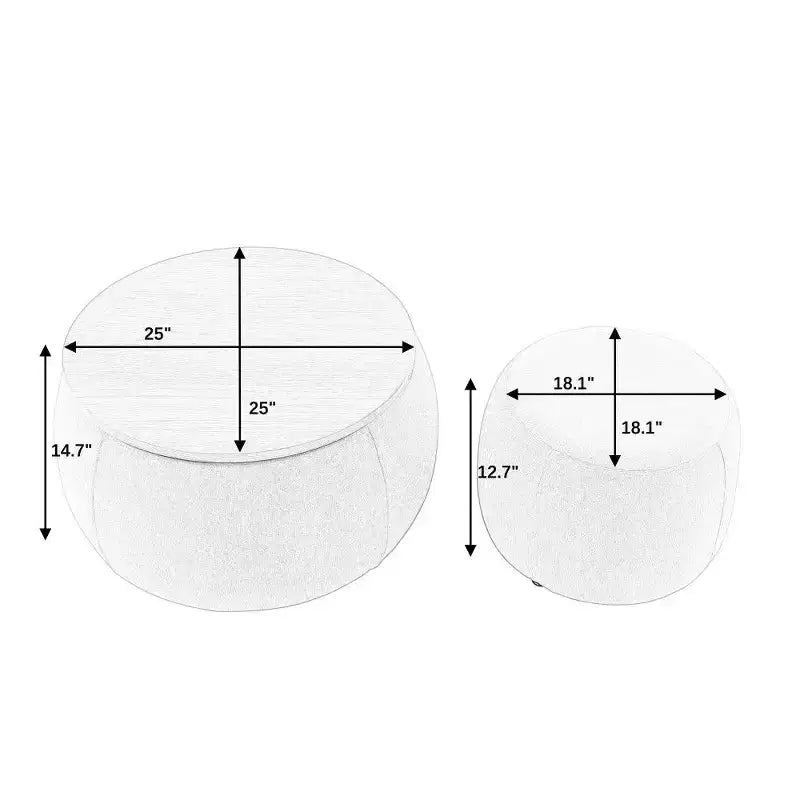 Pouf/Tavolino Contenitore Rotondo da 63,5 cm con Coperchio Rimovibile