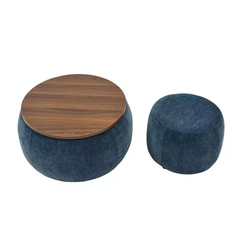 Pouf/Tavolino Contenitore Rotondo da 63,5 cm con Coperchio Rimovibile