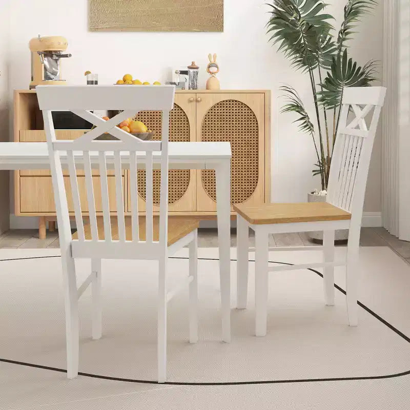 Set di 2 sedie da pranzo per casa colonica con struttura in legno massello di gomma