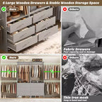 Sistema organizzativo per armadi da 142" con aste appendiabiti estensibili e 6 cassetti in legno