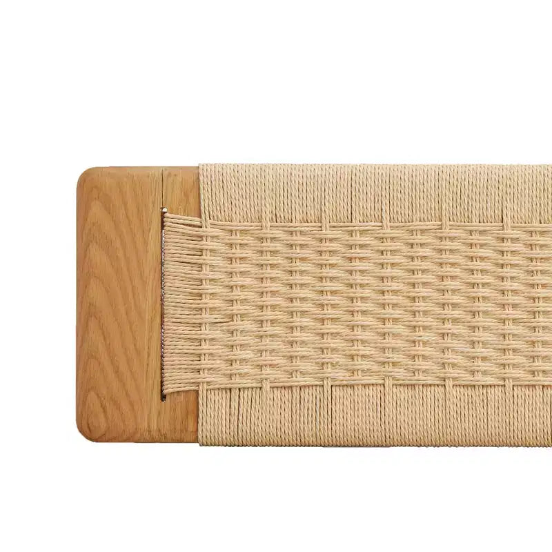 Panca da pranzo in legno di quercia, legno resistente con seduta intrecciata a mano, marrone, taglia unica, per sala da pranzo, camera da letto, ingresso o bagno