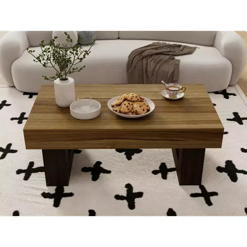 Tavolino da caffè rettangolare in legno rustico marrone da 42,51"