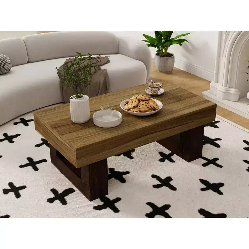 Tavolino da caffè rettangolare in legno rustico marrone da 42,51"