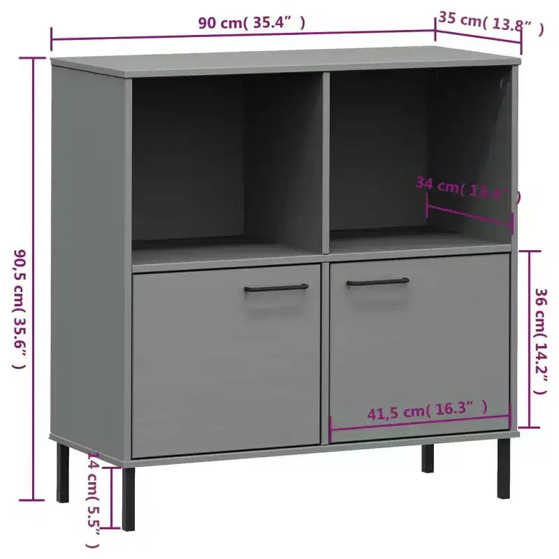 Libreria in Legno Massello con Gambe in Metallo – Mobile Contenitore Aperto