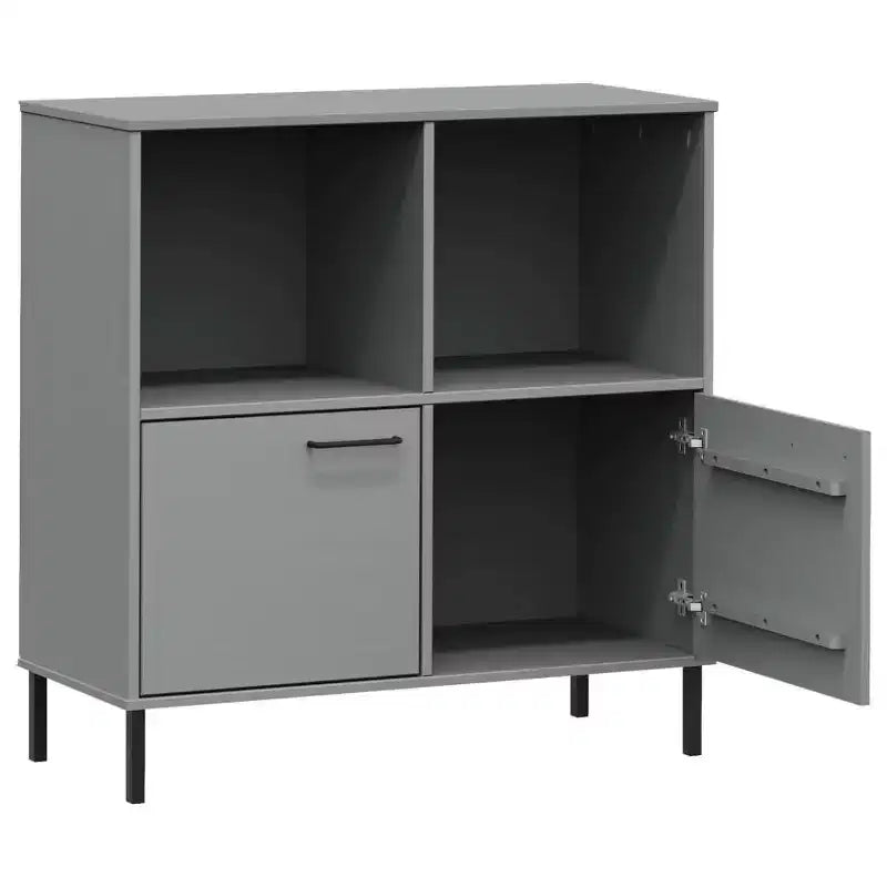Libreria in Legno Massello con Gambe in Metallo – Mobile Contenitore Aperto