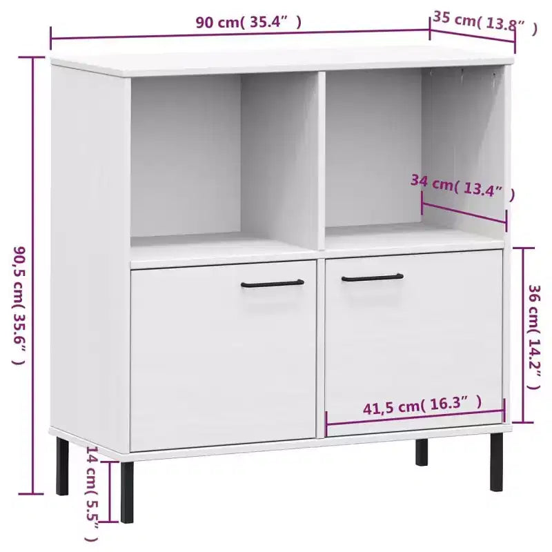Libreria in Legno Massello con Gambe in Metallo – Mobile Contenitore Aperto